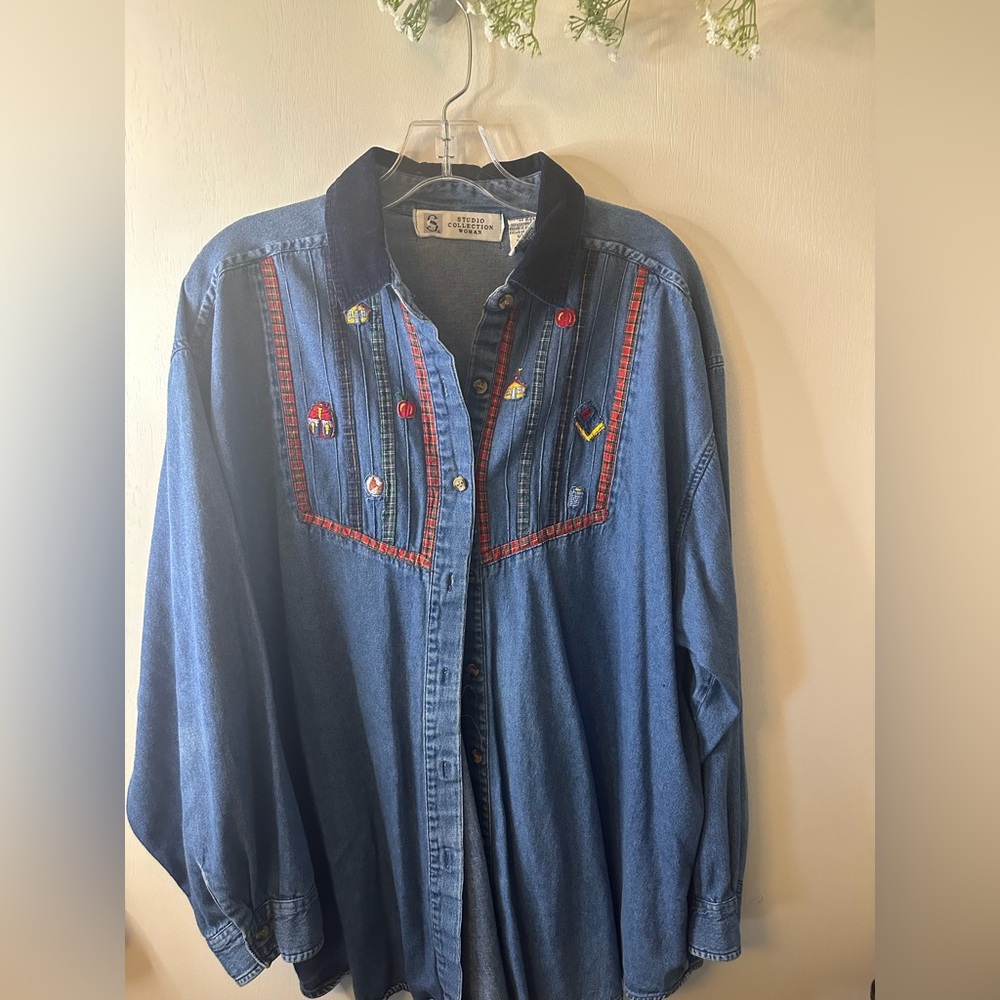 (A13)Studio Women |Vintage Denim with Embroidered Accents